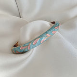Cloisonné Enamel Pastel Bangles - Meadow Swirl Gold Stacking Bracelets