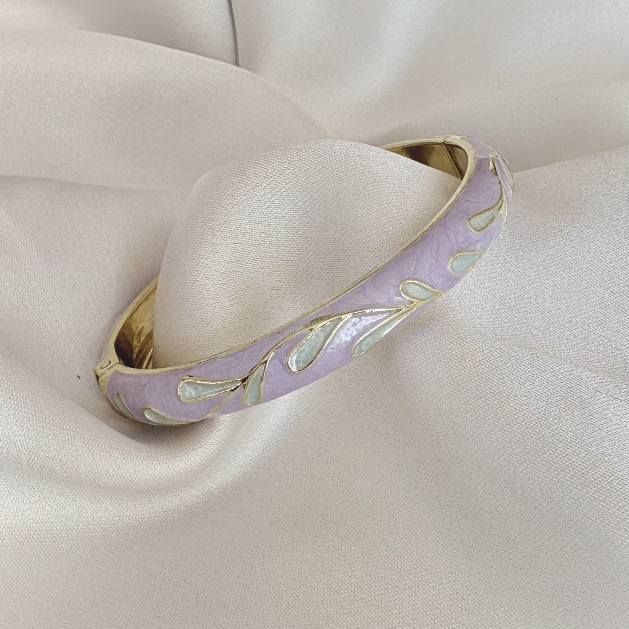 Cloisonné Enamel Pastel Bangles - Meadow Swirl Gold Stacking Bracelets