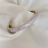 Cloisonné Enamel Pastel Bangles - Meadow Swirl Gold Stacking Bracelets