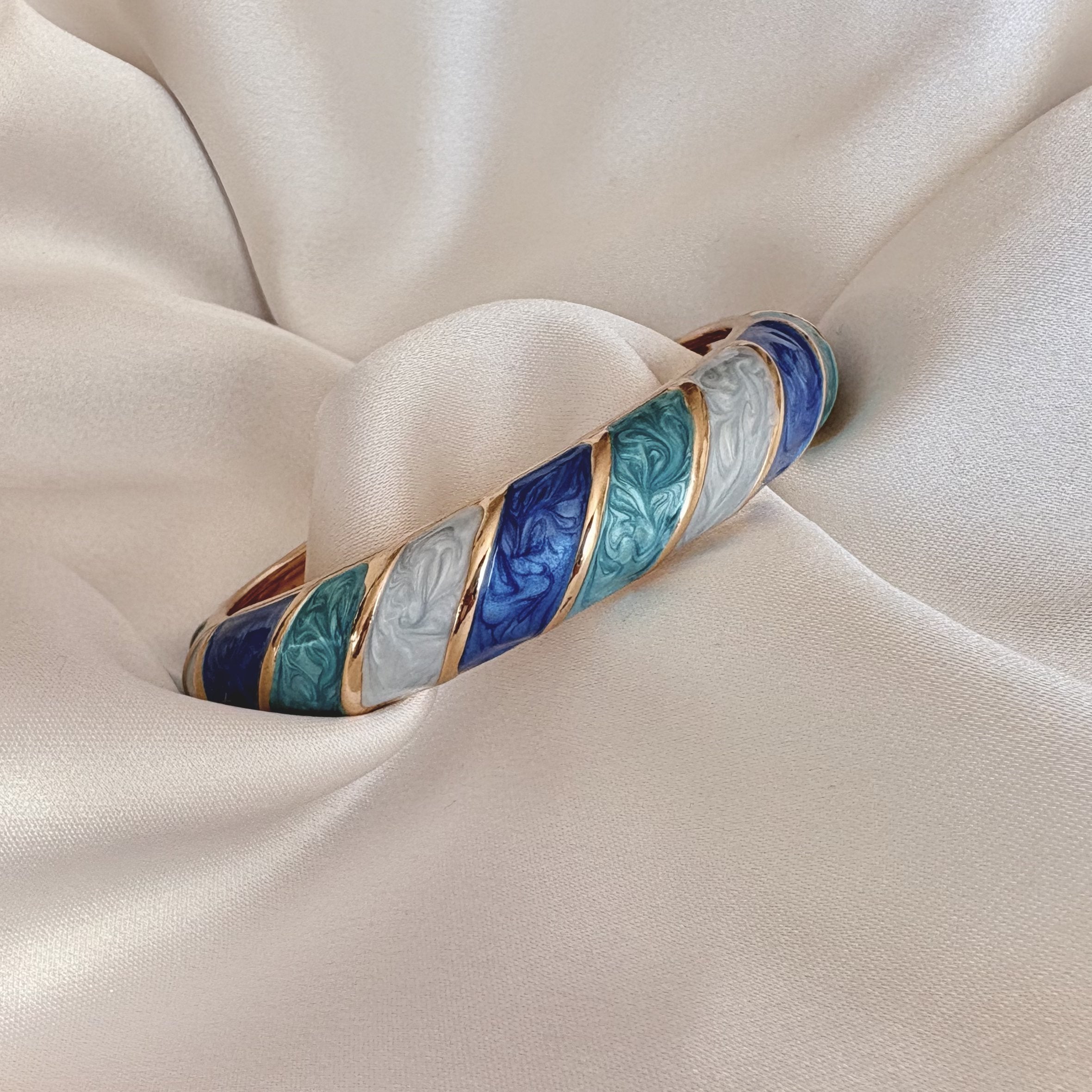 Cloisonné Enamel Colourful Bangles - Candy Twirl Gold Stacking Bracelets
