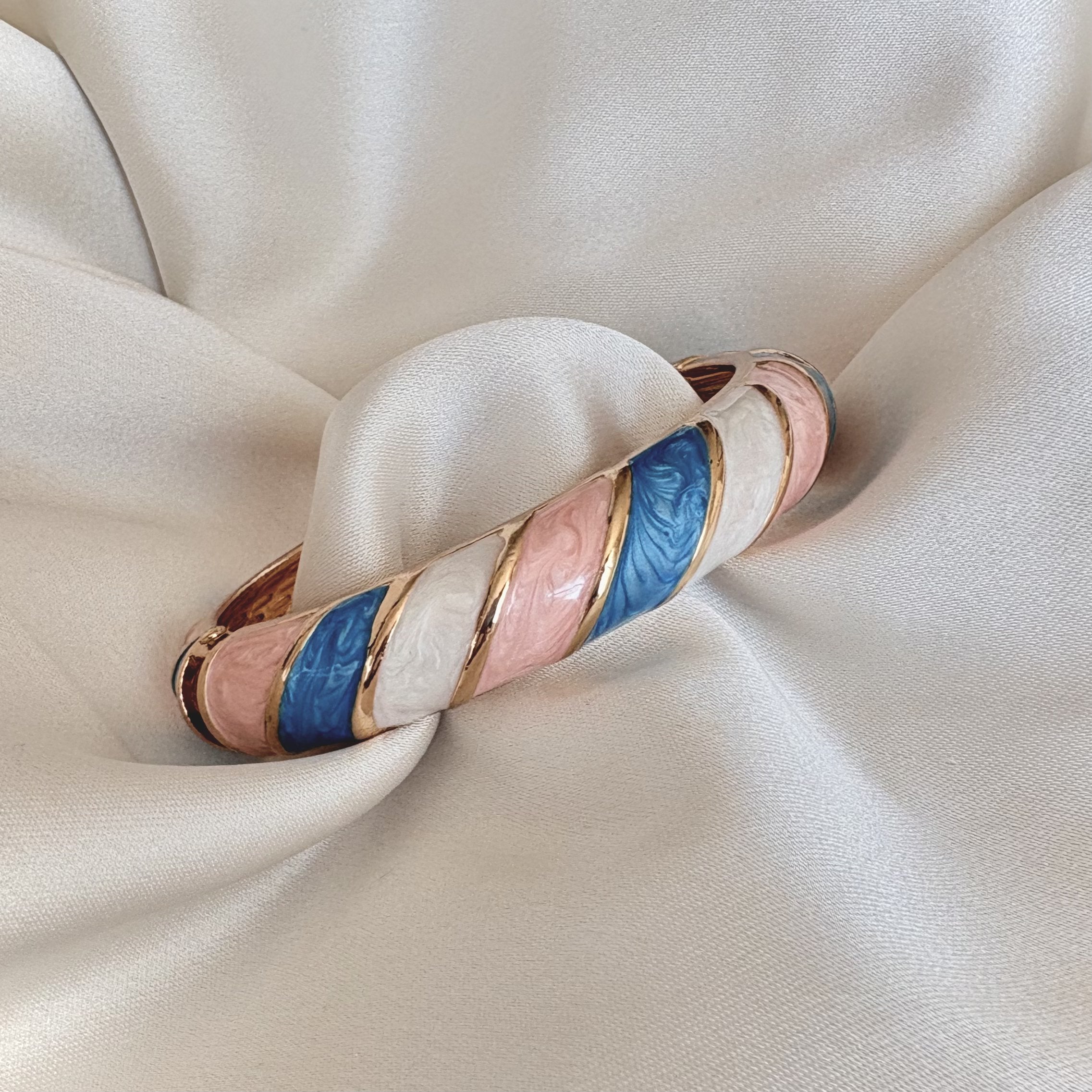 Cloisonné Enamel Colourful Bangles - Candy Twirl Gold Stacking Bracelets