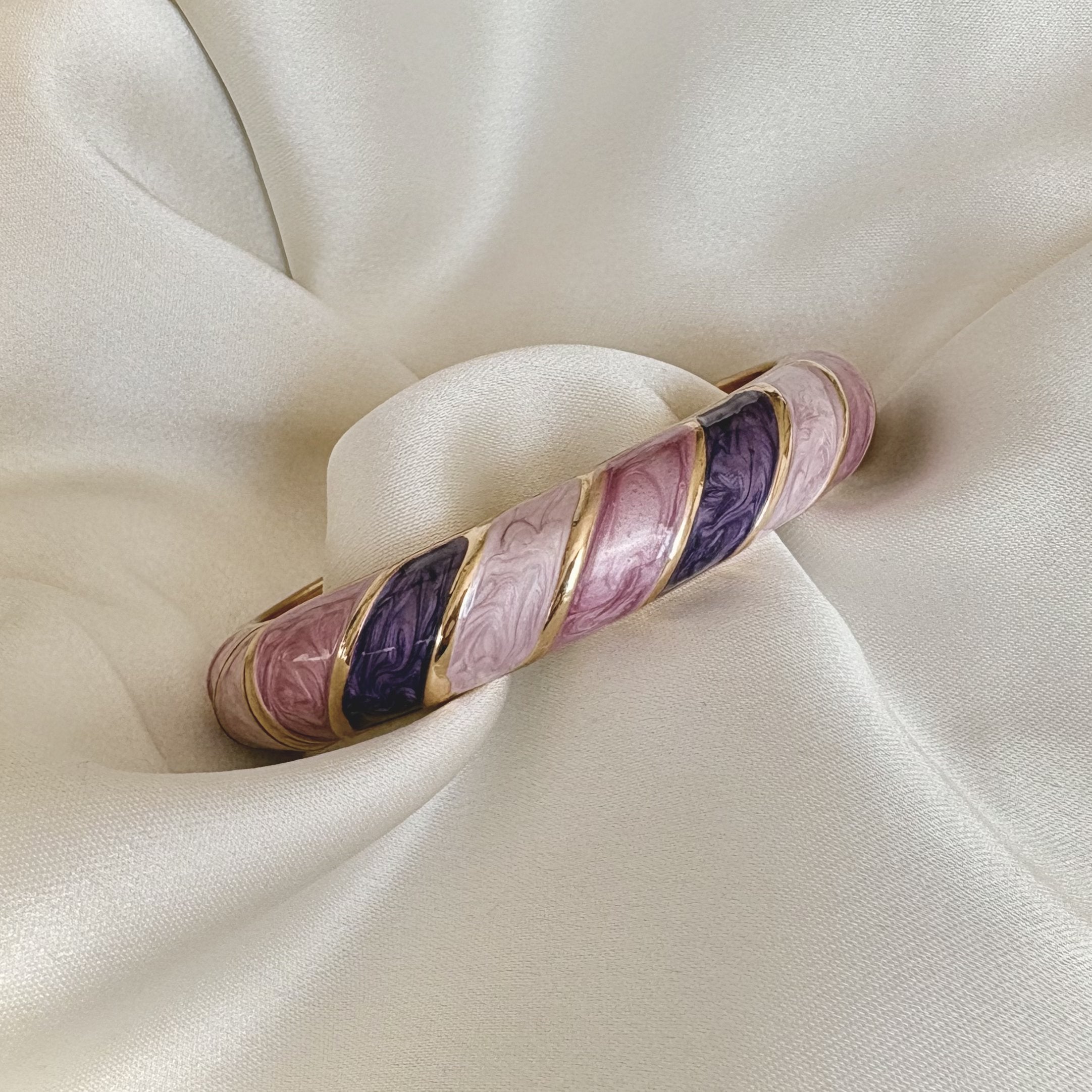 Cloisonné Enamel Colourful Bangles - Candy Twirl Gold Stacking Bracelets