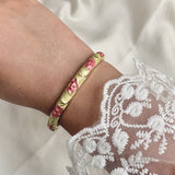 Cloisonné Enamel Bangles - Maple Moonflower Gold Stacking Bracelets