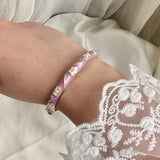 Cloisonné Enamel Flower Bangles -Midsummer Daisy Gold Stacking Bracelets