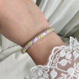 Cloisonné Enamel Flower Bangles -Midsummer Daisy Gold Stacking Bracelets