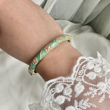 Cloisonné Enamel Flower Bangles -Midsummer Daisy Gold Stacking Bracelets