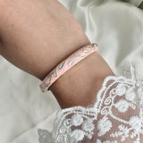 Cloisonné Enamel Pastel Bangles - Meadow Swirl Gold Stacking Bracelets