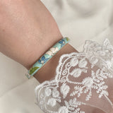 Cloisonné Enamel Bangles -Lotus Flower Gold Stacking Bracelets