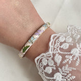 Cloisonné Enamel Bangles -Lotus Flower Gold Stacking Bracelets