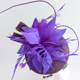 Plum and cadbury purple feather fascinator hat