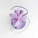 Lavender and lilac purple feather fascinator hat