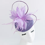 Lavender and lilac purple feather fascinator hat