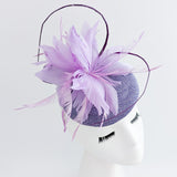 Lavender and lilac purple feather fascinator hat