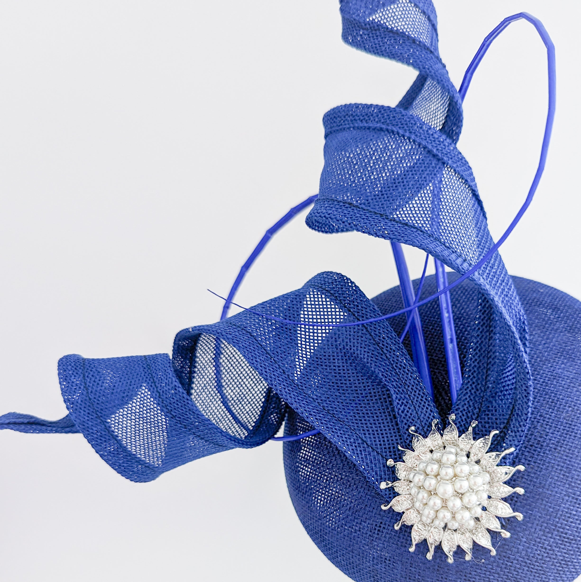 Royal cobalt blue pearl fascinator hat