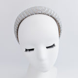 Silver crystal beaded padded headband fascinator