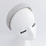 Silver crystal beaded padded headband fascinator