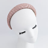 Rose gold crystal beaded padded headband fascinator