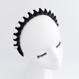 Black large pearl ruched velvet headband fascinator