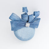 Cornflower blue crystal bow fascinator hat