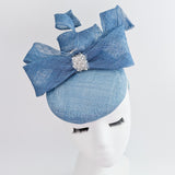 Cornflower blue crystal bow fascinator hat