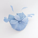 Light cornflower blue feather fascinator hat