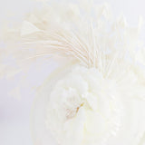 Cream flower feather disc saucer fascinator hat