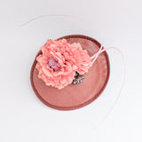 Terracotta dusty pink flower disc saucer fascinator hat