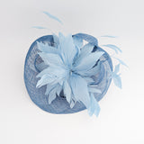 Cornflower blue feather fascinator hat