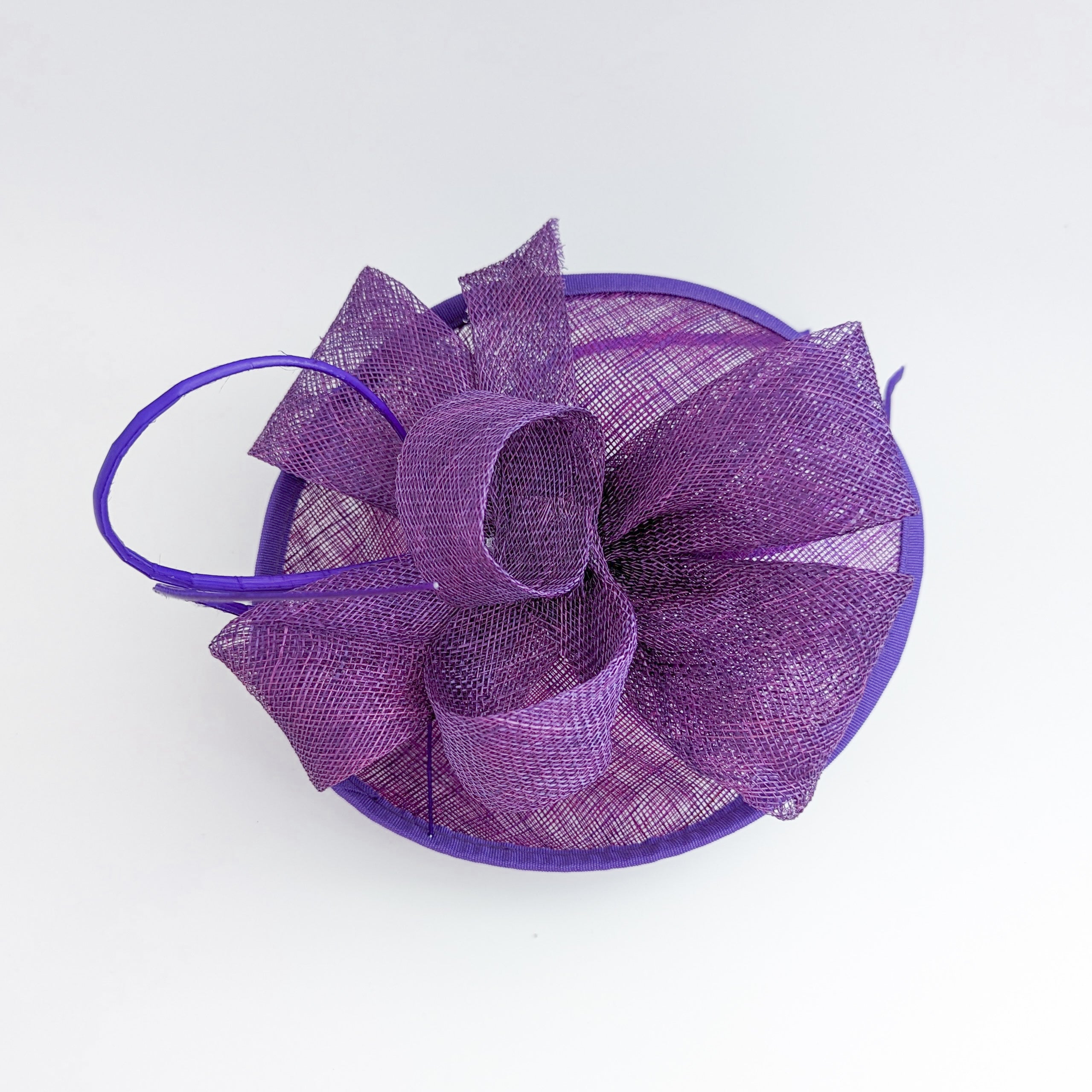 Royal purple disc saucer fascinator hat