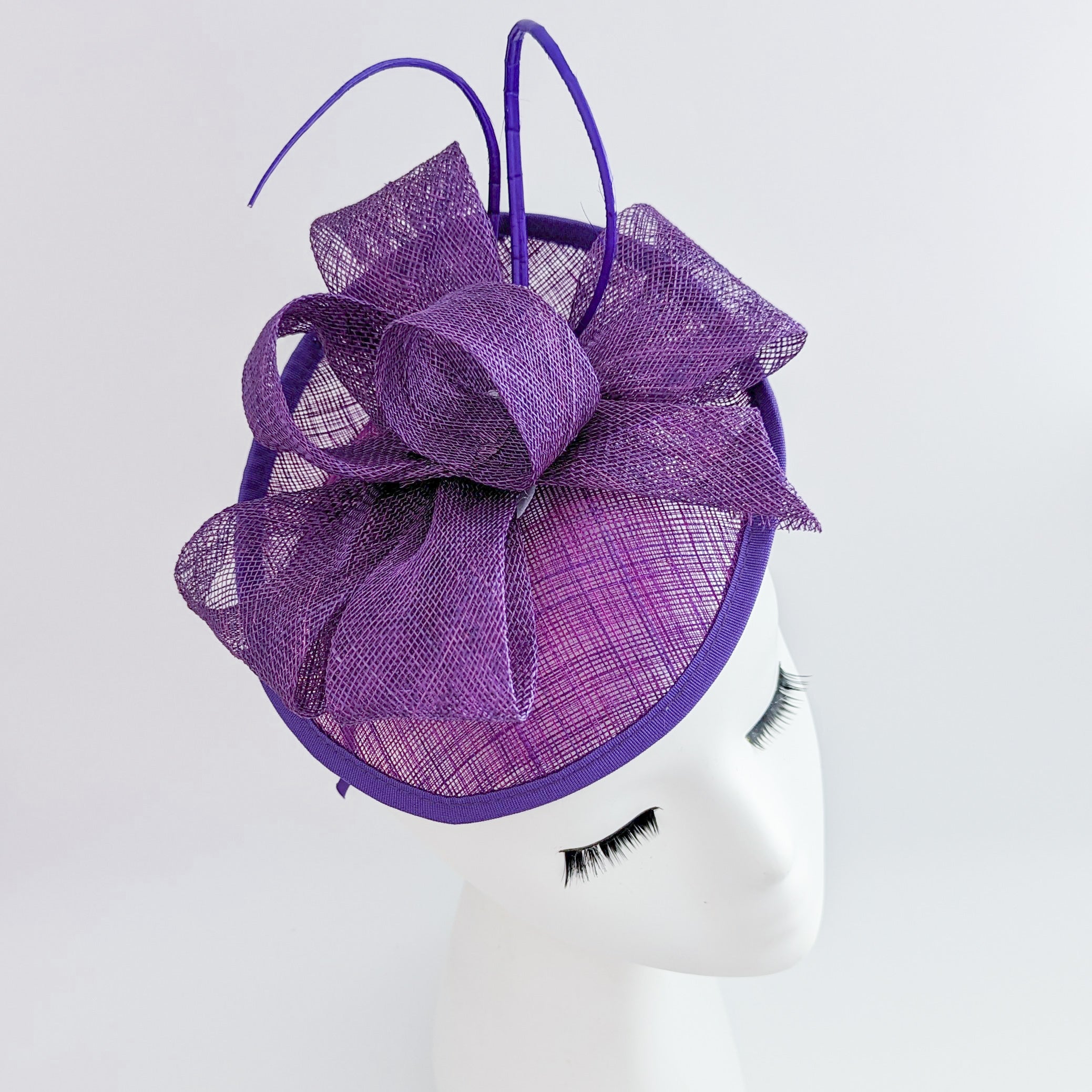 Royal purple disc saucer fascinator hat