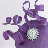 Aubergine purple pearl fascinator hat