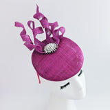 Magenta pink pearl fascinator hat