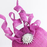 Magenta pink pearl fascinator hat