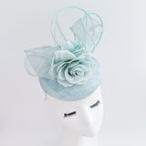 Aquamarine blue flower fascinator hat