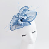 Cornflower blue feather fascinator hat