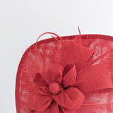 Cappello fascinator di piume di fiori a goccia grande rosso