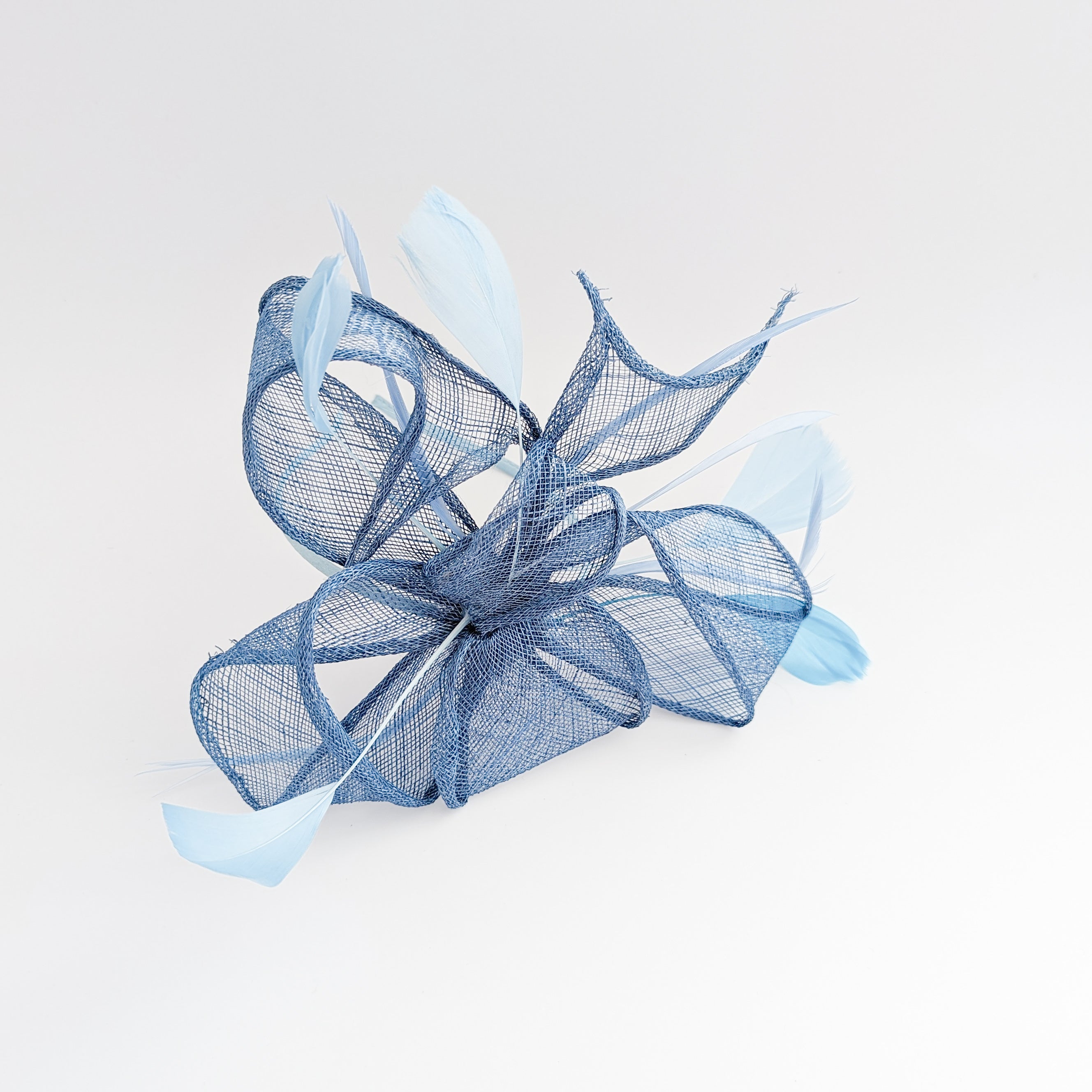 Cornflower blue feather fascinator hat