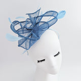 Cornflower blue feather fascinator hat