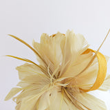 Golden yellow feather fascinator hat