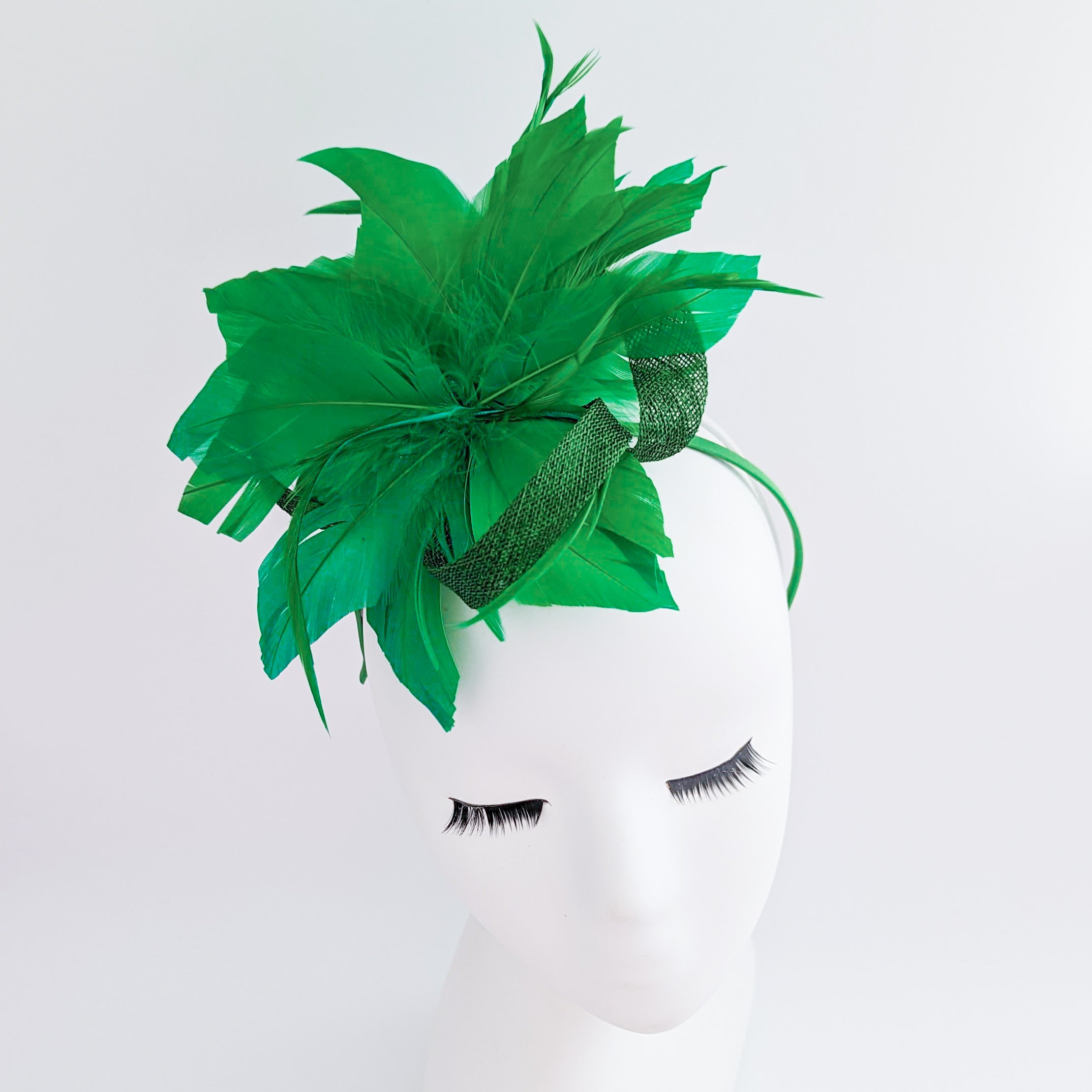 Shamrock green feather fascinator hat