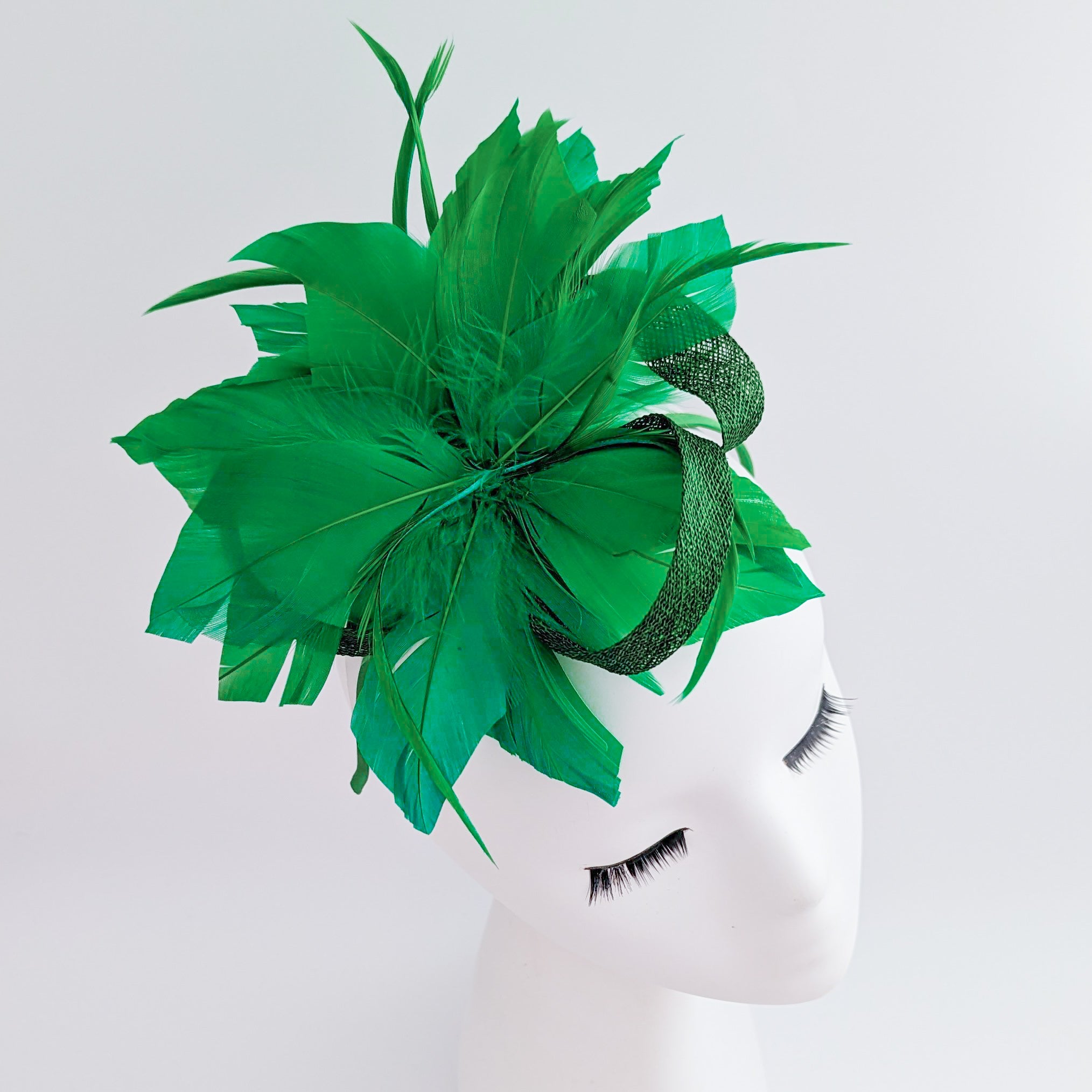 Shamrock green feather fascinator hat