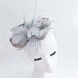 Grey feather fascinator hat