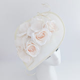 Cream large teardrop rose flower fascinator hat