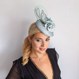 Aquamarine blue flower fascinator hat