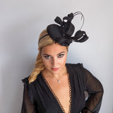 Cappello fascinator ad anello a spirale nero