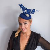 Royal cobalt blue pearl fascinator hat