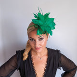 Shamrock green feather fascinator hat