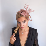 Blush pink feather fascinator hat