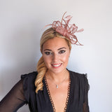 Blush pink feather fascinator hat