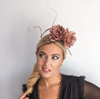 Rose gold shimmer rose flower fascinator hat